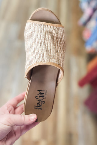 Corkys Footwear May I Help You Chunky Block Heel Sandal Honey Raffia