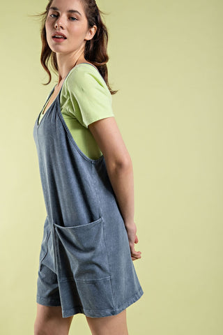 rae mode mineral washed romper in slate blue JP5069