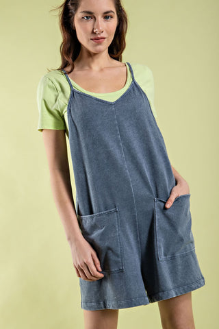 rae mode mineral washed romper in slate blue JP5069