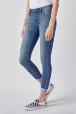 cello mid rise crop skinny jeans in medium wash