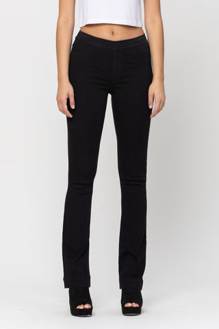 cello jeans mid rise pull on flared jegging in black AB35173