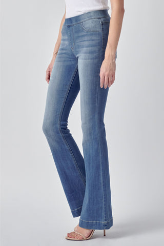 cello jeans mid rise pull on flare jegging AB35324 medium wash