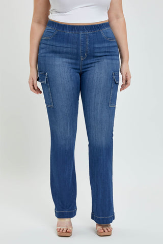 Cello Pull On Flare Jegging Cargo Jeans (plus)