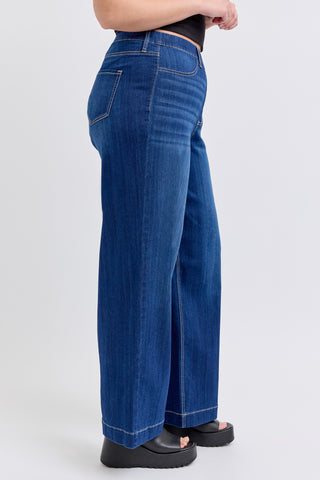 Cello High Rise Pull On Wide Leg Jeans (plus)