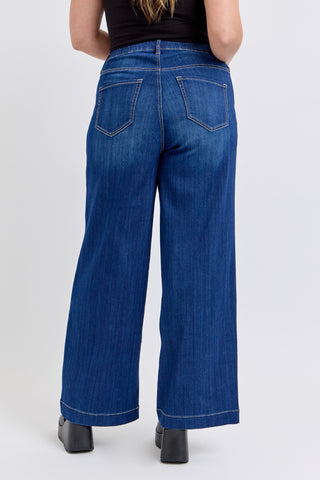 Cello High Rise Pull On Wide Leg Jeans (plus)