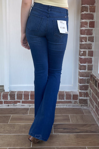 1822 Denim 34" Tall Mid-Rise Flare Jean in Queens Wash