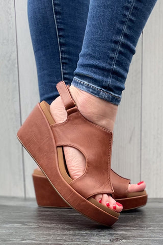 Corkys Footwear Carley Wedge Sandal in Bourbon All