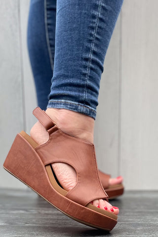 Corkys Footwear Carley Wedge Sandal in Bourbon All – rivers