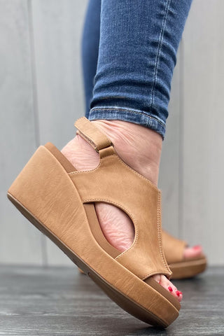 Corkys Footwear Carley Wedge Sandal in Caramel All