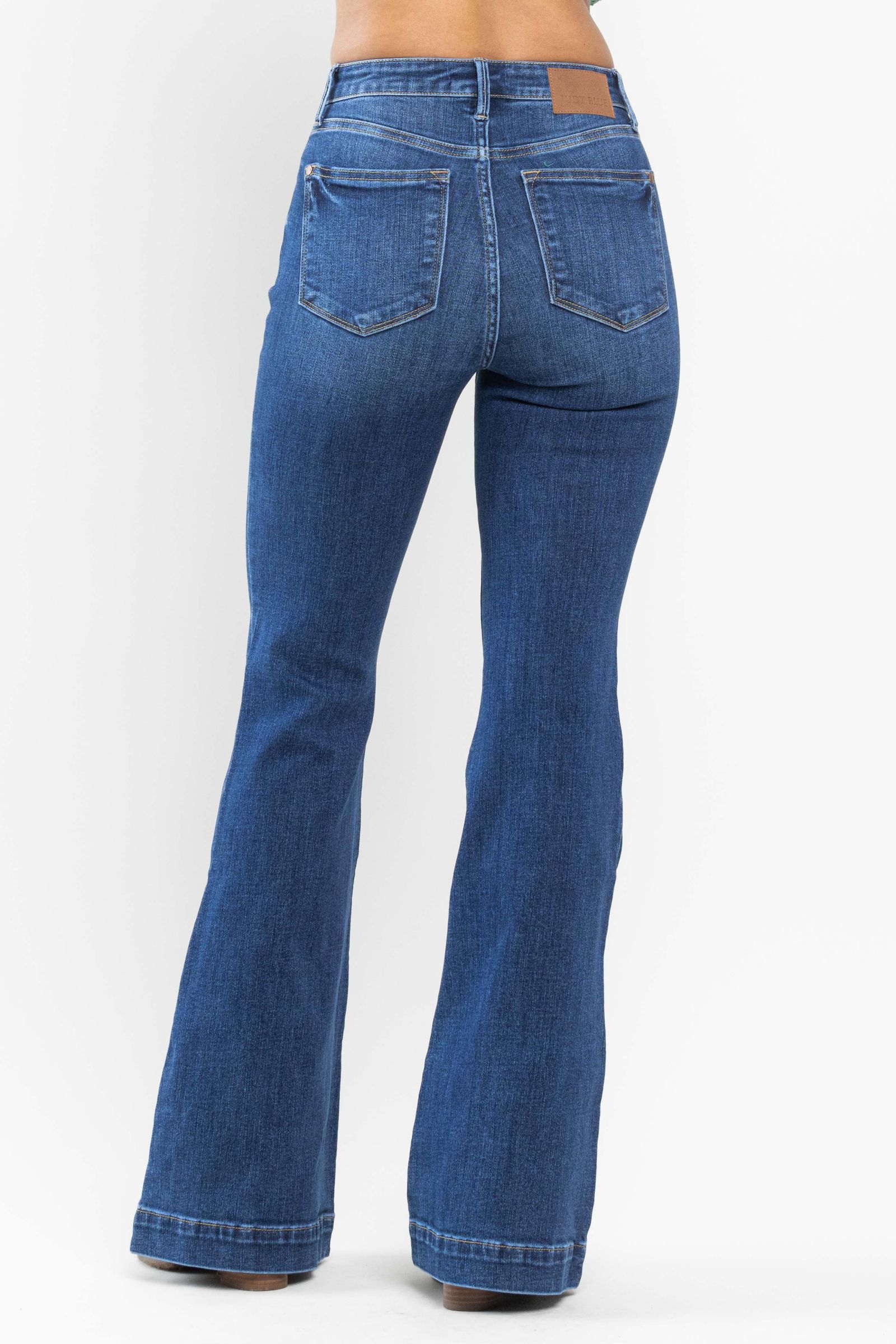 judy blue high waist wide hem flare jeans in medium wash JB82443REG MD