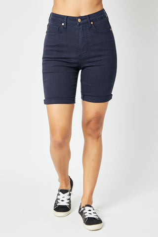 Judy Blue Navy Tummy Control Bermuda Shorts