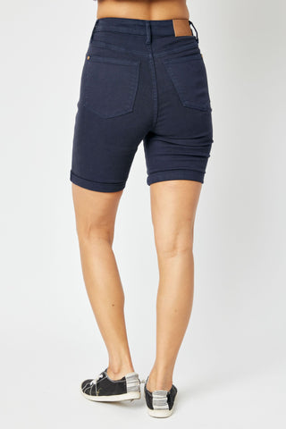 Judy Blue Navy Tummy Control Bermuda Shorts