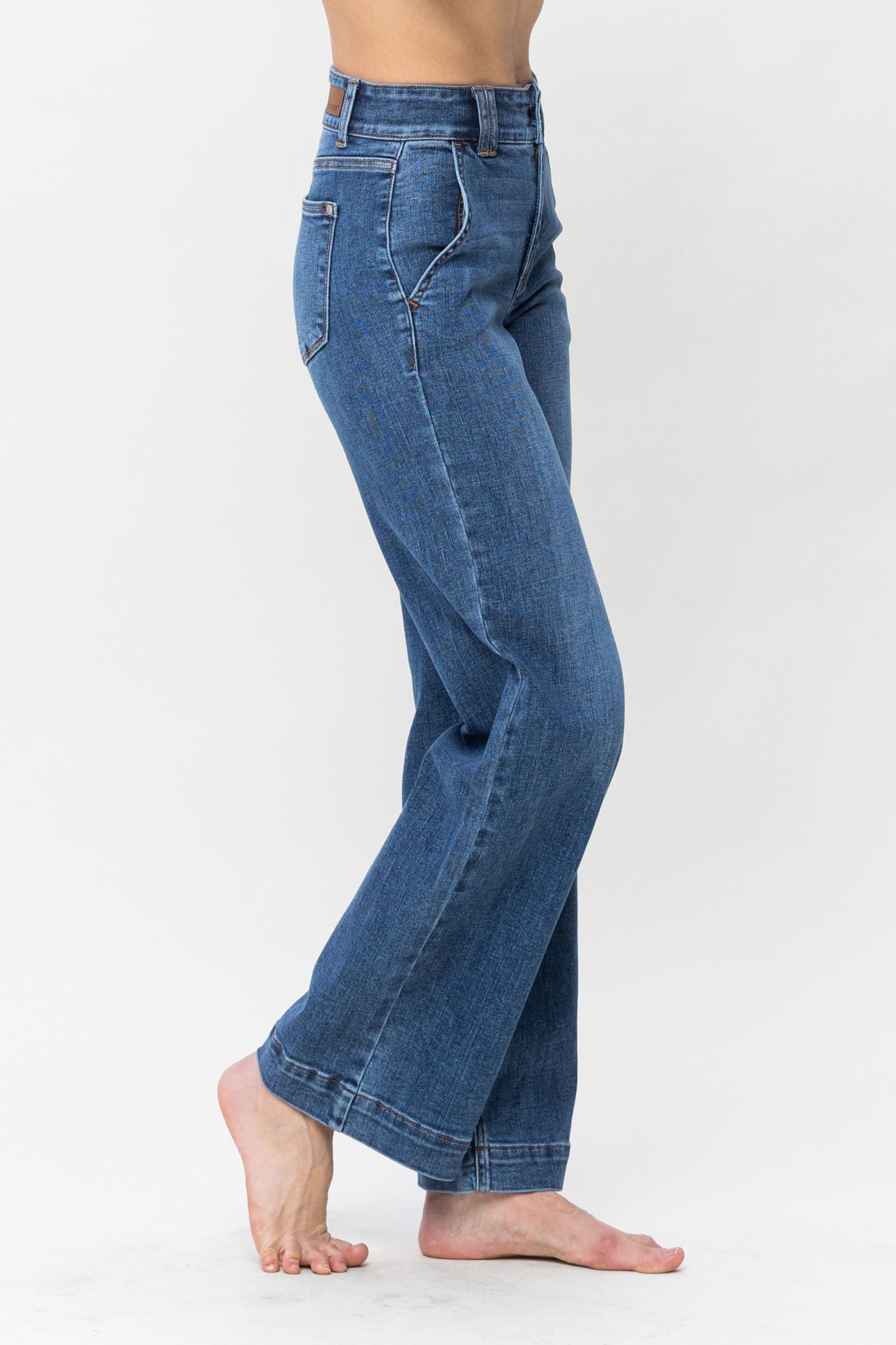 judy blue high waist double button wide leg jeans JB82558REG MD