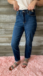 judy blue high waist cool denim sustainable cuff boyfriend jeans JB88608REG DK
