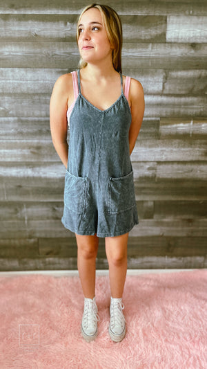 rae mode mineral washed romper in slate blue JP5069 – rivers & roads  boutique
