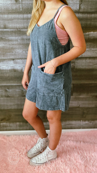 rae mode mineral washed romper in slate blue JP5069 free people hot shot romper dupe