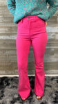 cello high rise super flare jeans in raspberry hot pink WV38615RSB