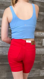 judy blue red garment dyed high waist tummy control top bermuda shorts JB150279REG JB150279PL