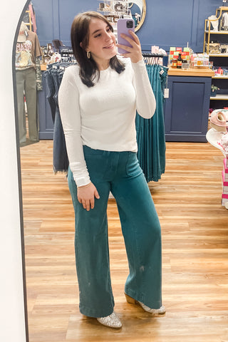 Judy Blue Teal Mid Rise Utility Wide Leg Jeans JB881061REG JB881061PL