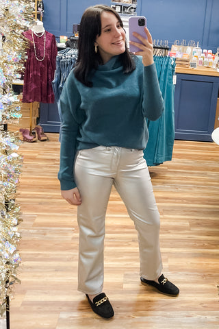 Judy Blue metallic silver faux leather straight leg jeans JB88899REG