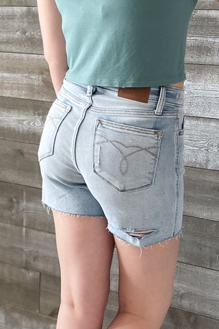 judy blue high waist shorts destroyed back light wash denim JB15279 LT