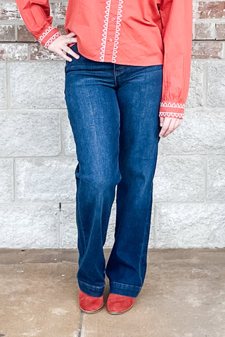 Judy Blue High Waist Trouser Wide Leg Jeans Short Petite Friendly, Regular, Long & Tall Inseam JB82678 dk