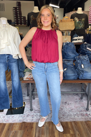 Just Black Denim Medium Wash The Classic Wide Leg Jeans BP239J-MED-24 front view full outfit