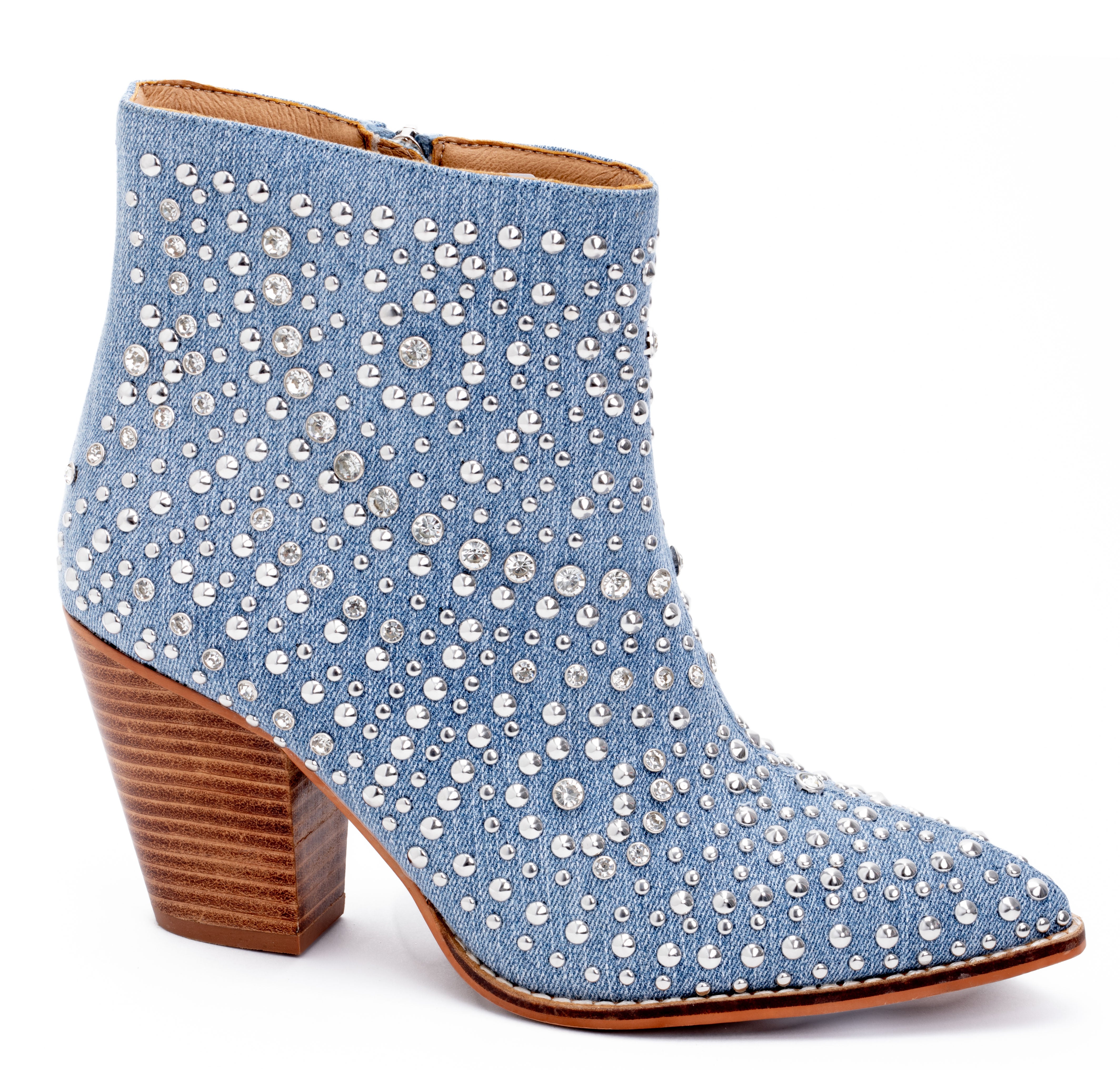 corkys line dance ankle boots in blue denim