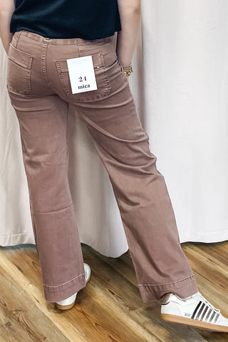 Mica Denim Super High Rise Double Waist Wide Leg Cocoa Jeans MDP-W3209