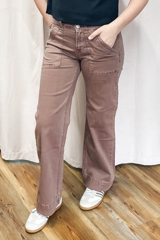 Mica Denim Super High Rise Double Waist Wide Leg Cocoa Jeans MDP-W3209