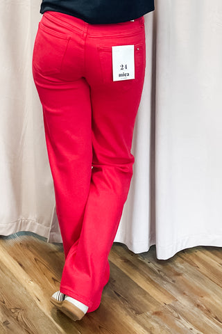 mica denim high rise loose fit straight leg lava red jeans mdp-t3573
