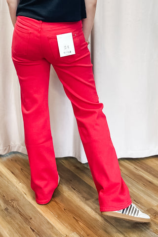 mica denim high rise loose fit straight leg lava red jeans mdp-t3573