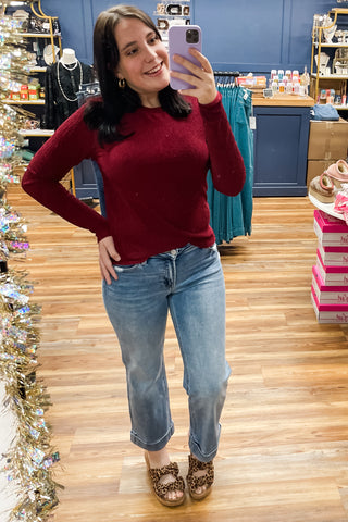 Risen Jeans Mid Rise Cropped Straight Leg Denim Wide Cuff PSC21349