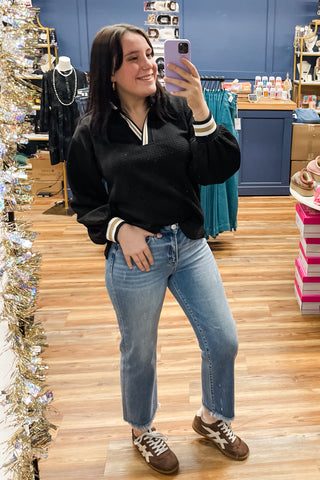 Risen High Rise Crop Straight Leg Jeans with Frayed Hem RDP5116SZ