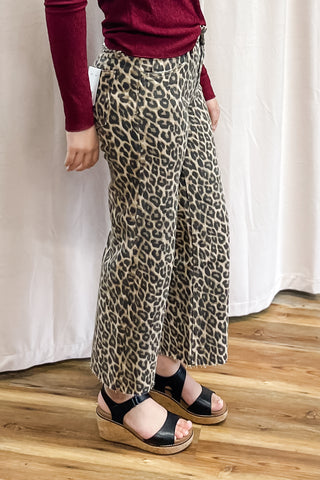 Vervet Leopard Animal Print High Rise Cropped Wide Leg Jeans T5894LPD