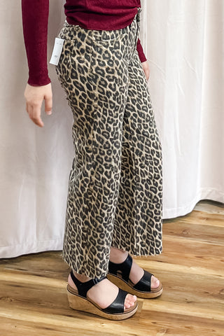 Vervet Leopard Animal Print High Rise Cropped Wide Leg Jeans T5894LPD