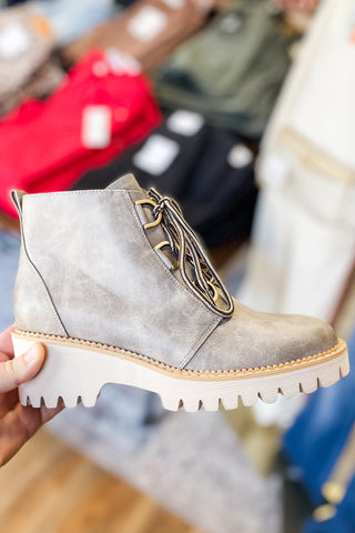 Corkys Footwear Trail Ride Light Grey Lace Up Short Boot for Fall and Winter with Lug Sole