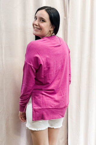 Z Supply V-neck Modern Weekender Sweatshirt Magenta ZT231332 MAG
