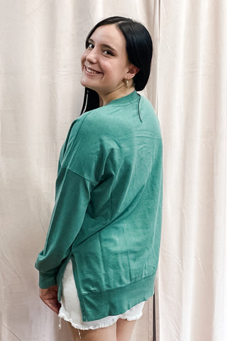 Z Supply V-neck Modern Weekender Sweatshirt Botanical Green ZT231332 BGN