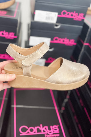 Corkys Footwear All In Mary Jane Style Closed Toe Clog Lower Wedge Heel in Rose Gold Fall Shoe