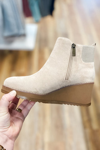 Corkys Sand Faux Suede Apple Sauced Wedge Chelsea Boot