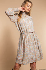 kori america wooldobby blossom printed smocked neck dress B9370