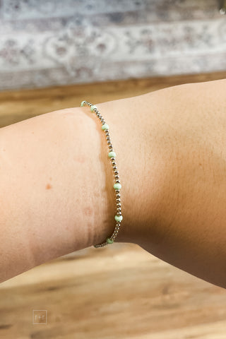 Beaded Blondes Dainty Pastel Green Poppi Bracelet Standard Size