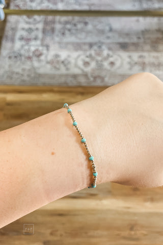 Beaded Blondes Dainty Turquoise Poppi Bracelet Standard Size