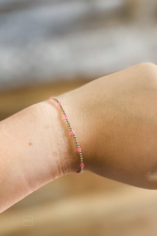 Beaded Blondes Dainty Hot Pink Poppi Bracelet Standard Size
