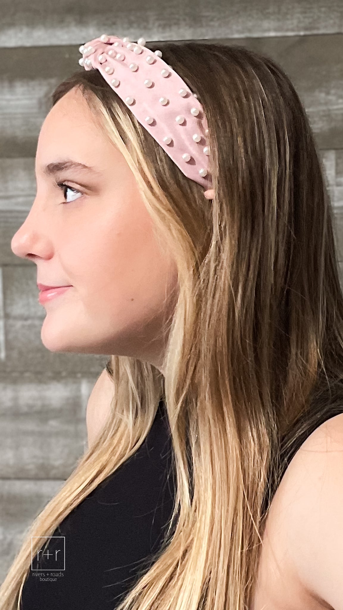 pearl studded knotted fashion headbands in blush pink