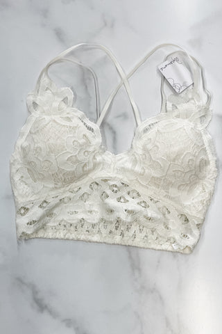 Anemone lace crochet bralette off white adjustable strap FT0918