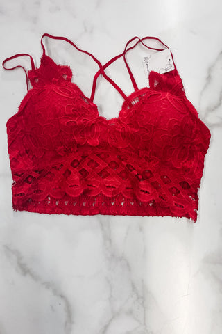 Anemone lace crochet bralette red adjustable strap FT0918