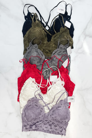 Anemone lace crochet bralette various color selection adjustable strap FT0918