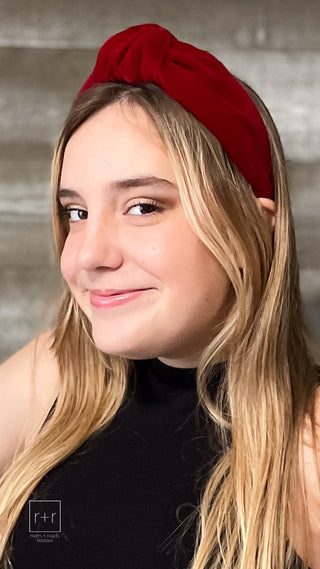 velvet knotted fashion headbands in burgundy